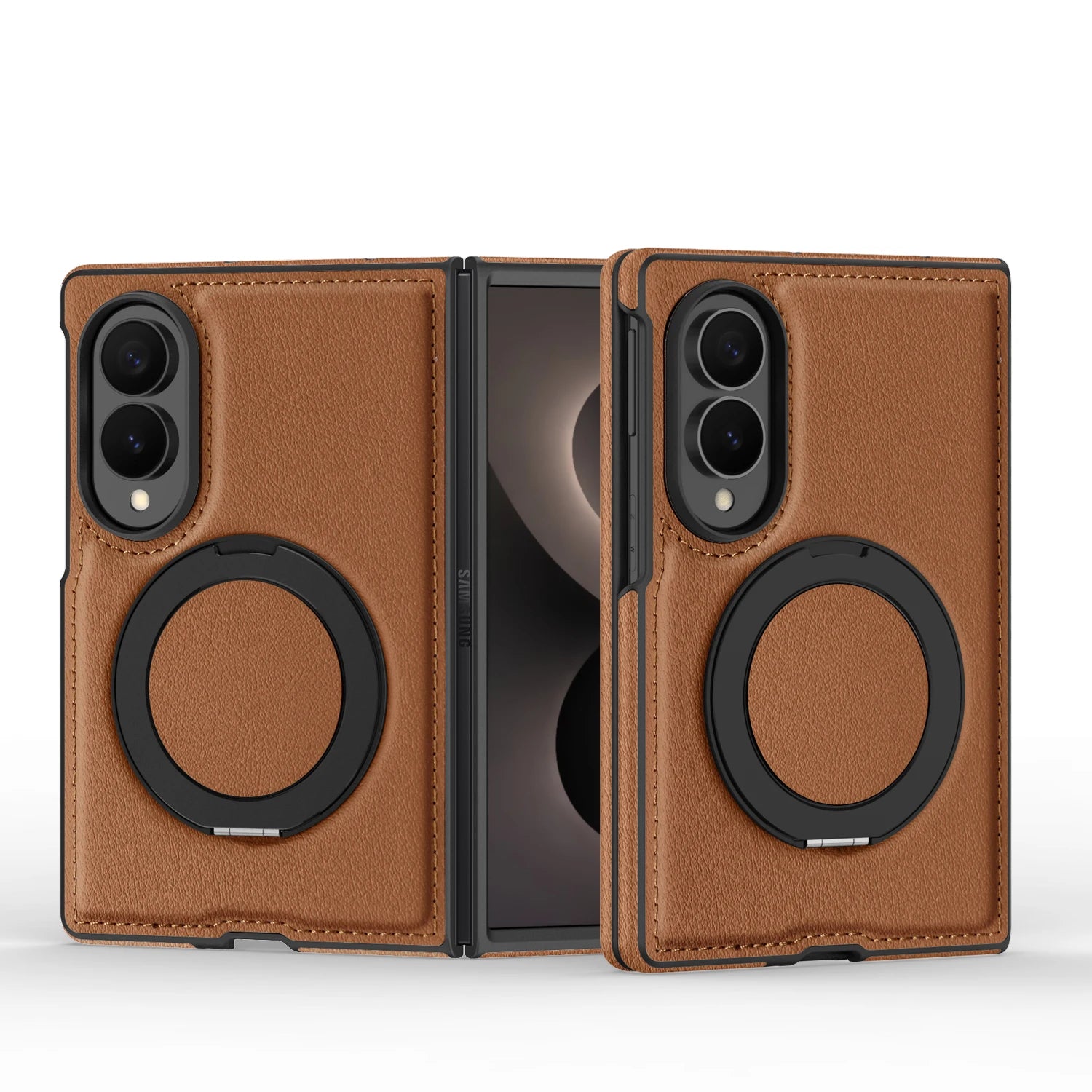 360° Magnetic Leather Ring Stand Case For Galaxy Z Fold 8 Series